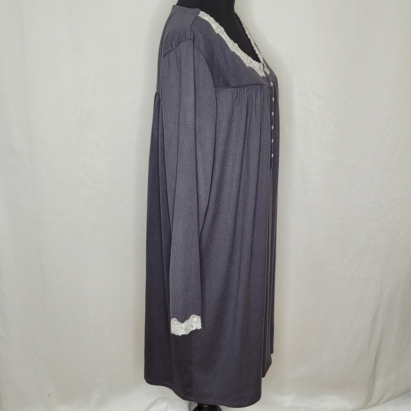 Eileen West Blue Sweater Knit Mid-Length Long Sleeve Ballet Nightgown - Size L - Picture 6 of 13